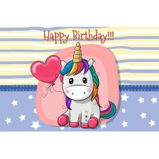 207308Azu foaie de zahar Unicorn cu balon inima 20x15cm